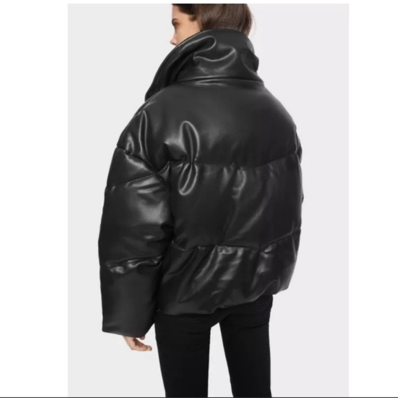 Rebecca Minkoff Black Faux Leather Puffer Oversized Jacket - Picture 3 of 10